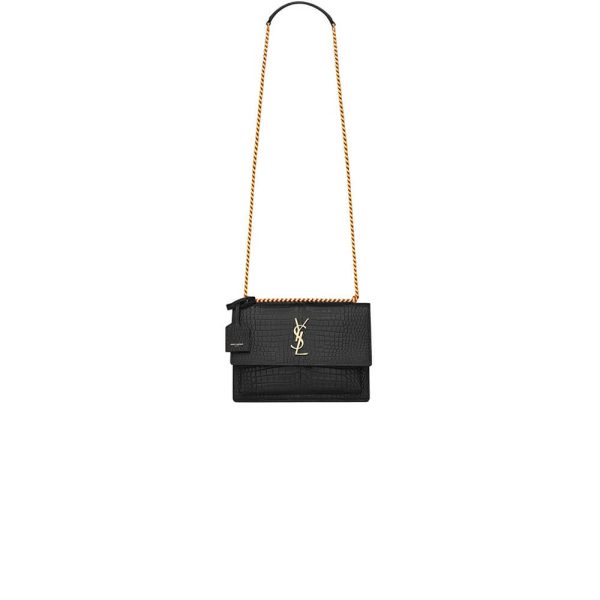 YSL Crocodile-embossed leather SUNSET Medium