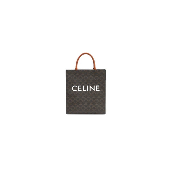 CELINE Vertical Cabas bag in calfskin with logo print and Celine print