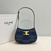 CELINE TILLY TRIOMPHE Medium Bag in Studded Denim and Calfskin - Image 2