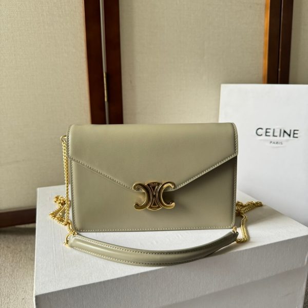 CELINE MARGO Shiny Calfskin Leather Chain Wallet - Image 2