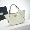 Prada Medium Enamel Triangle Logo Leather Tote Bag(high-end grade) - Image 2