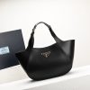 Prada Medium Enamel Triangle Logo Leather Tote Bag(high-end grade) - Image 2