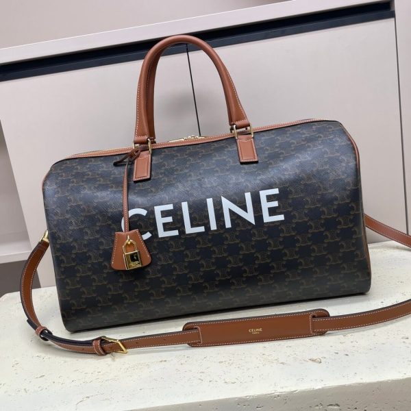 CELINE Medium duffle bag in logo-print calfskin - Image 2