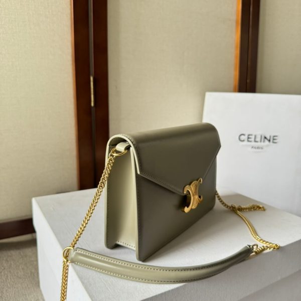 CELINE MARGO Shiny Calfskin Leather Chain Wallet - Image 3