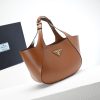 Prada Medium Enamel Triangle Logo Leather Tote Bag(high-end grade) - Image 3