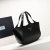 Prada Medium Enamel Triangle Logo Leather Tote Bag(high-end grade) - Image 3