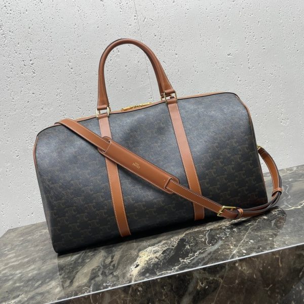 CELINE Medium duffle bag in logo-print calfskin - Image 4