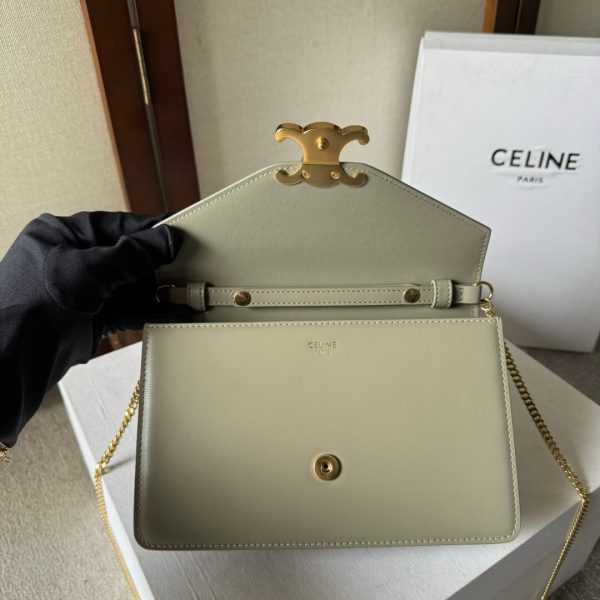 CELINE MARGO Shiny Calfskin Leather Chain Wallet - Image 7