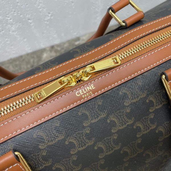 CELINE Medium duffle bag in logo-print calfskin - Image 7
