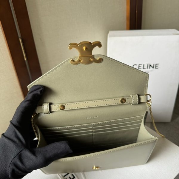CELINE MARGO Shiny Calfskin Leather Chain Wallet - Image 8