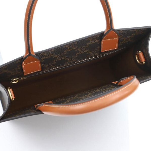 CELINE Vertical Cabas bag in calfskin with logo print and Celine print - Image 8