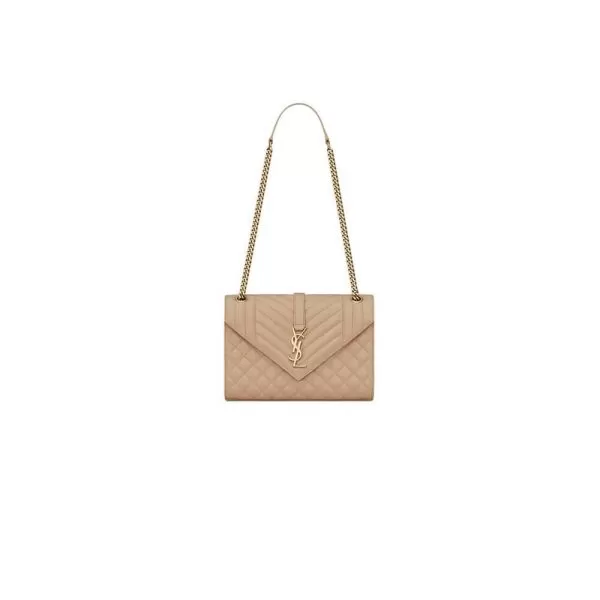 YSL ENVELOPE MEDIUM IN QUILTED GRAIN DE POUDRE EMBOSSED LEATHER