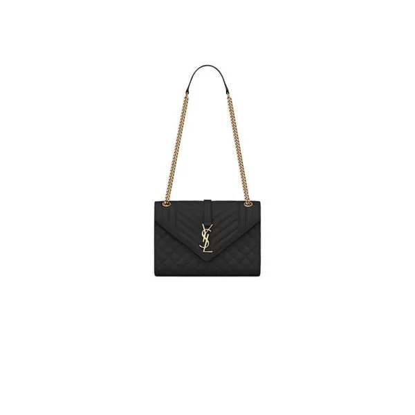 YSL ENVELOPE MEDIUM IN QUILTED GRAIN DE POUDRE EMBOSSED LEATHER