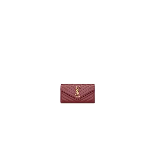 YSL CASSANDRE MATELASS? LARGE FLAP WALLET IN GRAIN DE POUDRE LEATHER