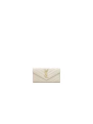 YSL CASSANDRE MATELASS? LARGE FLAP WALLET IN GRAIN DE POUDRE LEATHER
